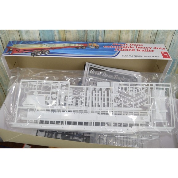 AMT 1/25 Great Dane Extendable Heavy Duty Flatbed Trailer Model NIOB - Picture 10 of 12